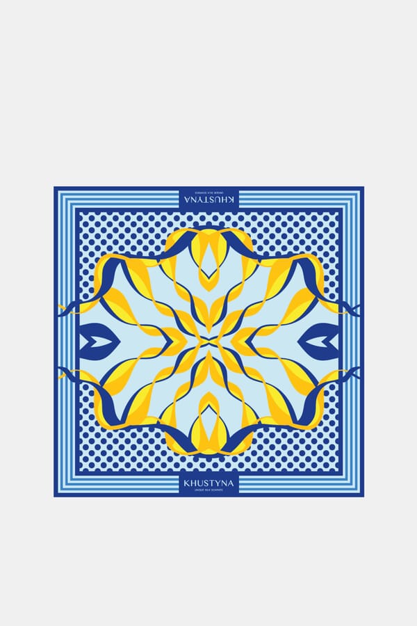 Khustyna Шелковый платок Ukrainian bumblebee blue 00457112_19  №2