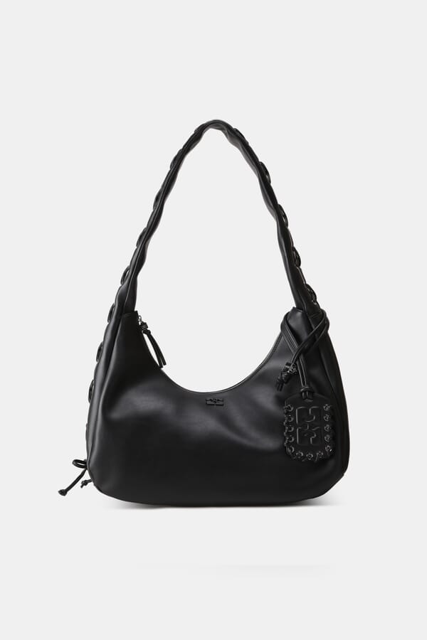 Ganni Сумка з еко-шкіри Medium Laces Hobo Bag 00635742_01  №1