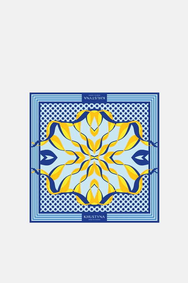 Khustyna Шелковый платок Ukrainian bumblebee blue 00457112_19  №1