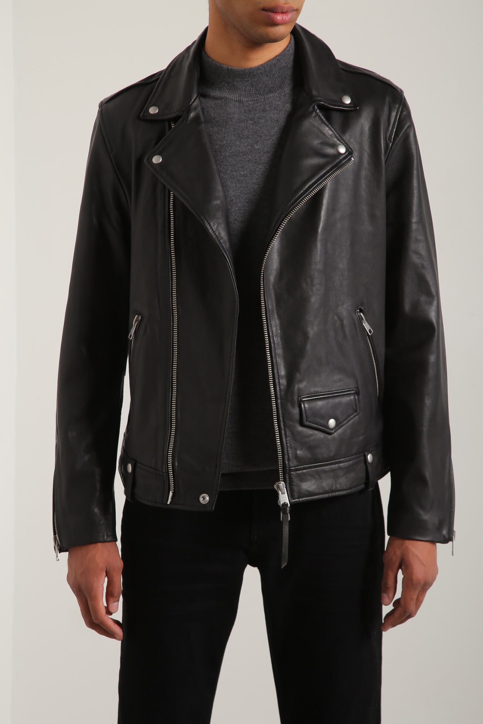 Шкіряна куртка Milo Asymmetric Zip AllSaints 00563967_01 - Онлайн