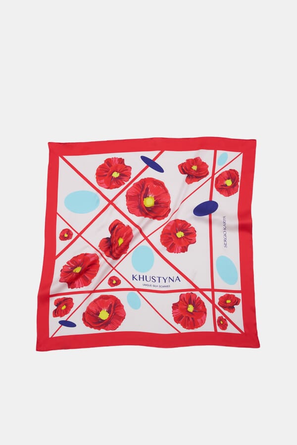 Khustyna Шовкова хустина - Ukrainian red poppy 00457131_16 №1