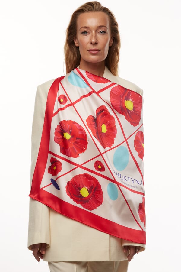 Khustyna Шовкова хустина - Ukrainian red poppy 00457131_16 №2